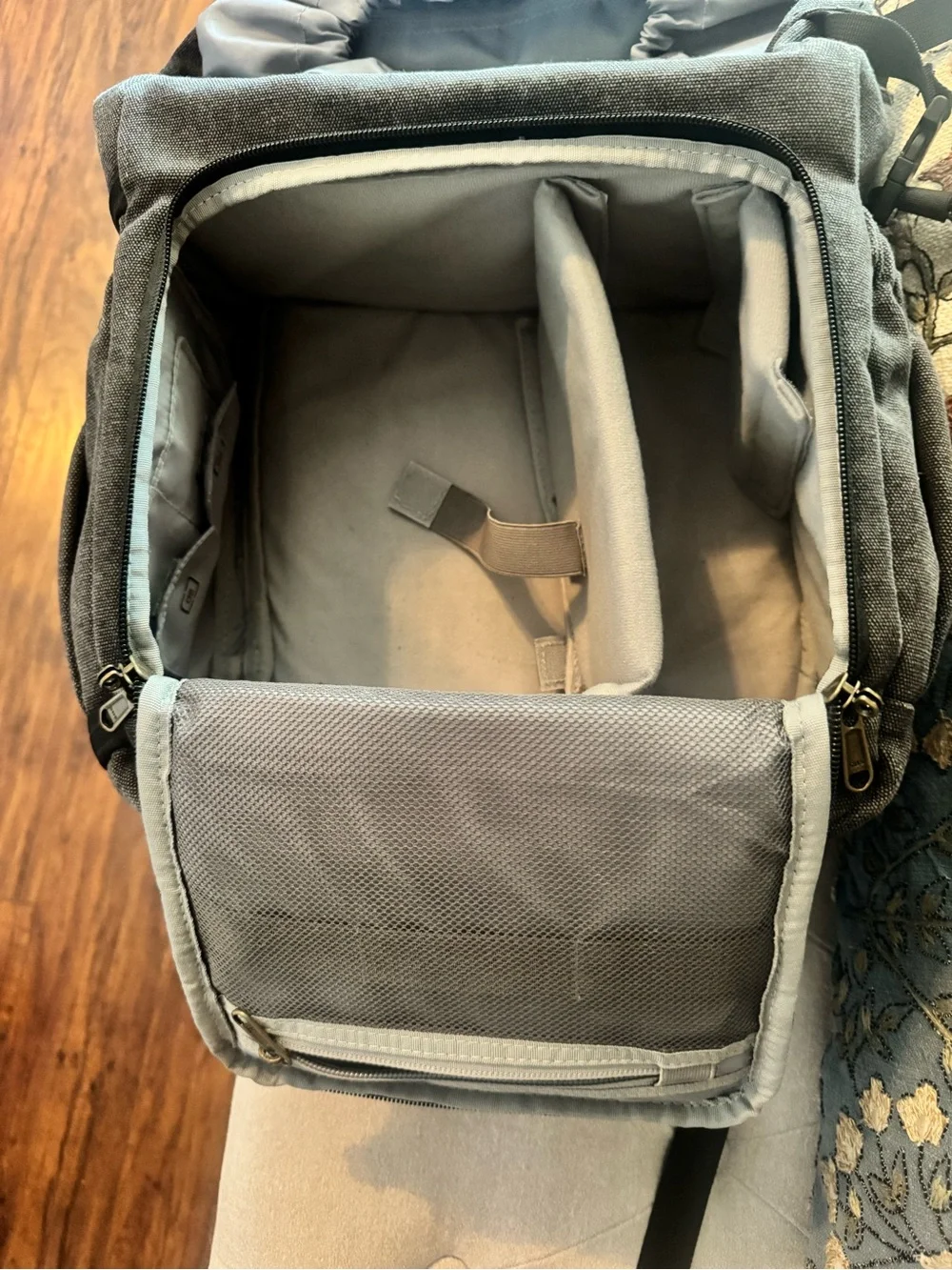 BagSmart Dark Gray Camera Backpack with Brown Accent